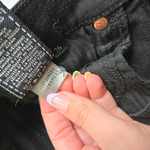 7FAM Matte Black High Waisted Stretch 7 for all mankind The Skinny Jeans Size 26 - Picture 7 of 11